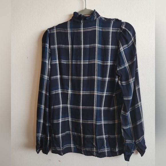 Baum und Pferdgarten Navy Plaid Ruffle Shirt XS - Picture 4 of 4